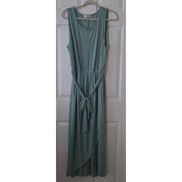 Zenana Outfitters Dresses & Skirts - Zenana Outfitters Dusty Sage Tulip Hem Belted Sleeveless Maxi Dress size XL